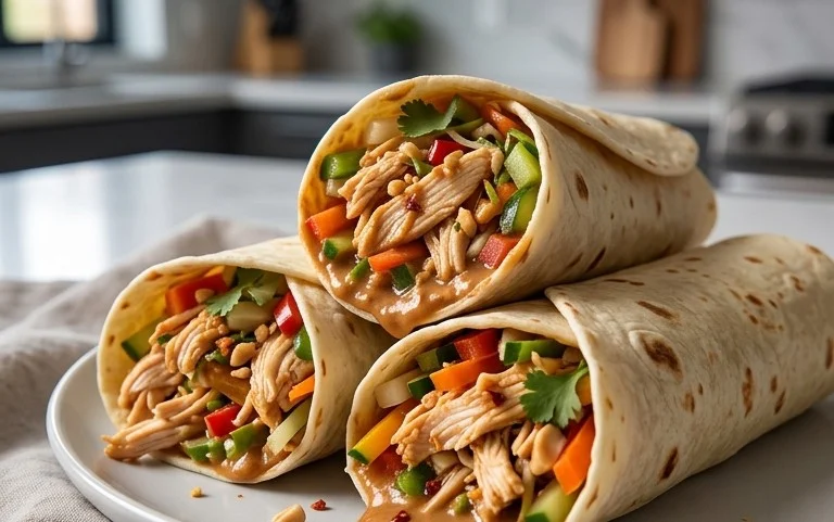 Thai Peanut Chicken Wraps