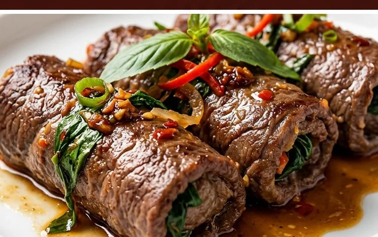 Thai Basil Beef Rolls