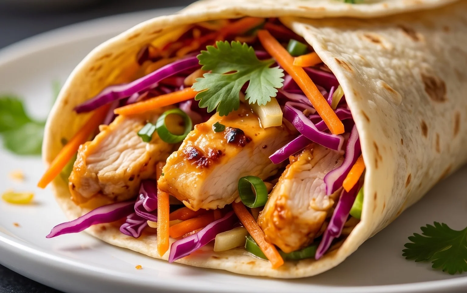 Thai Chicken Wrap with Crunchy Asian Slaw