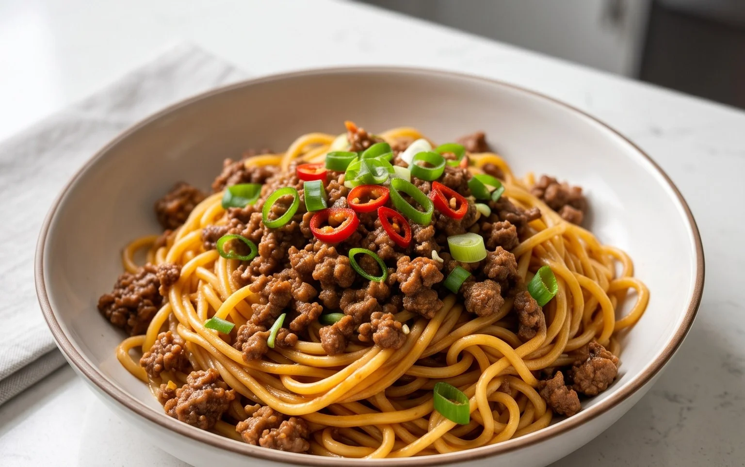 Asian Ground Beef Noodles