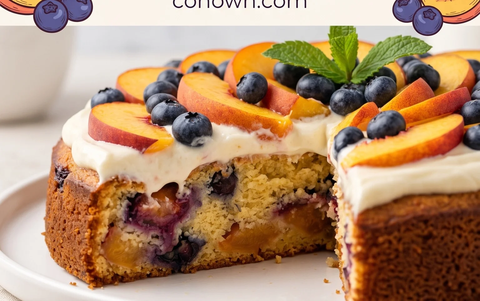 Peach and Blueberry Greek Yogurt Cake