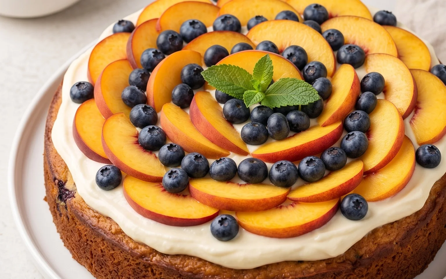Peach and Blueberry Greek Yogurt Cake