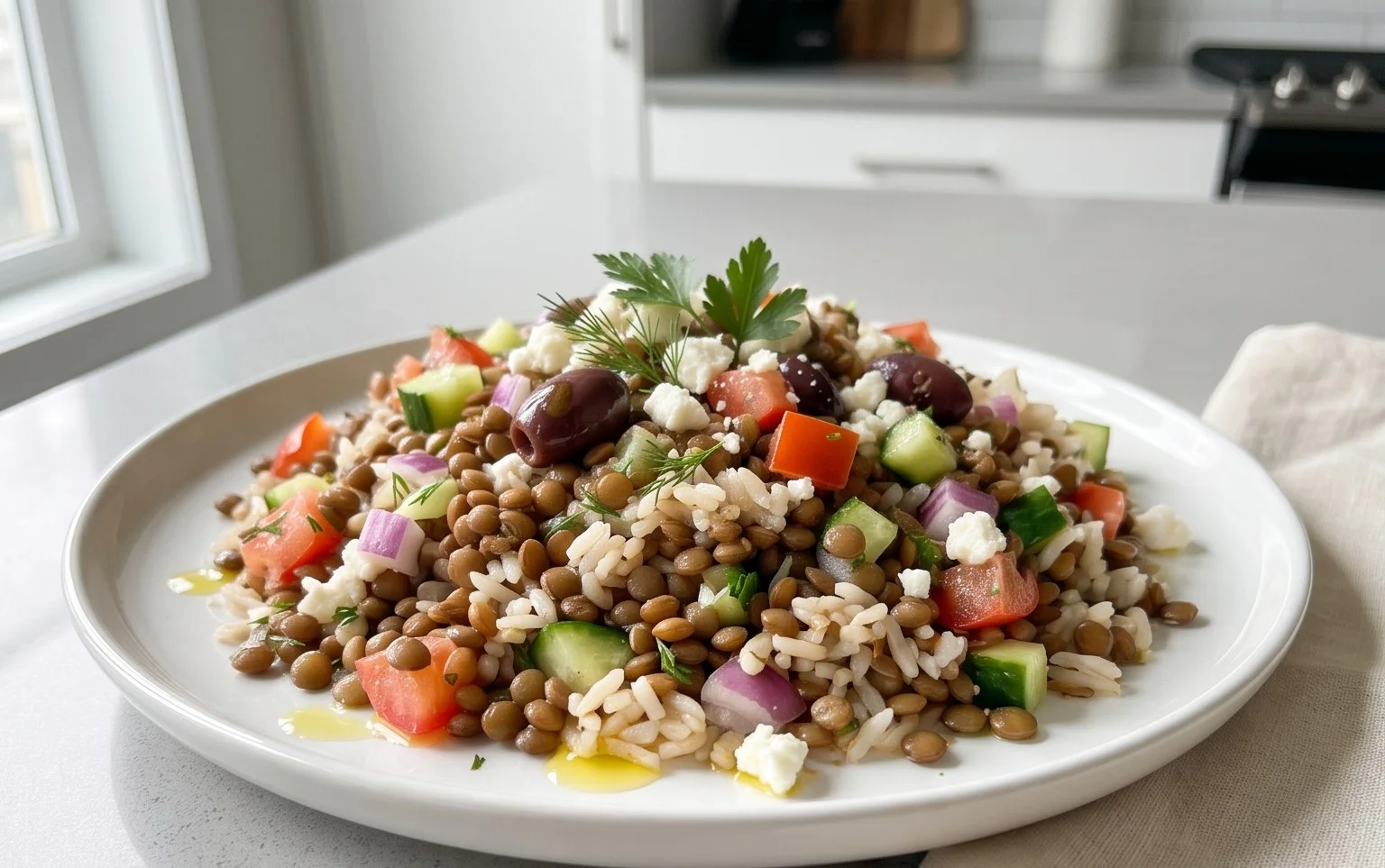 Easy Mediterranean Lentils and Rice