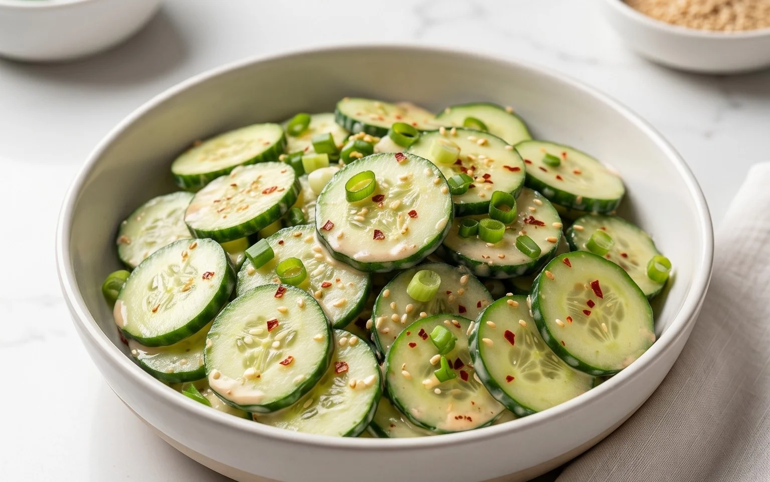Creamy Asian Cucumber Salad Bowl
