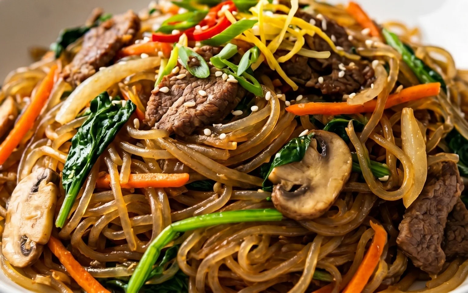 Japchae (Korean Glass Noodle Stir Fry)